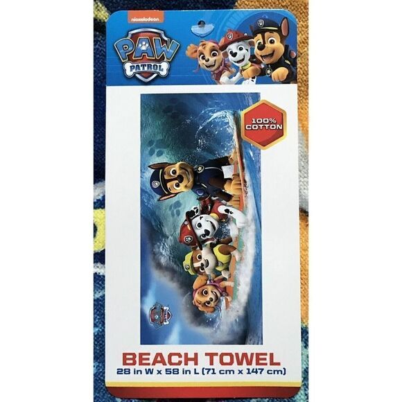 PAW Patrol SURFING PUPS All Cotton Kids' Beach Pool Bath Towel 28in x 58in - Picture 3 of 4